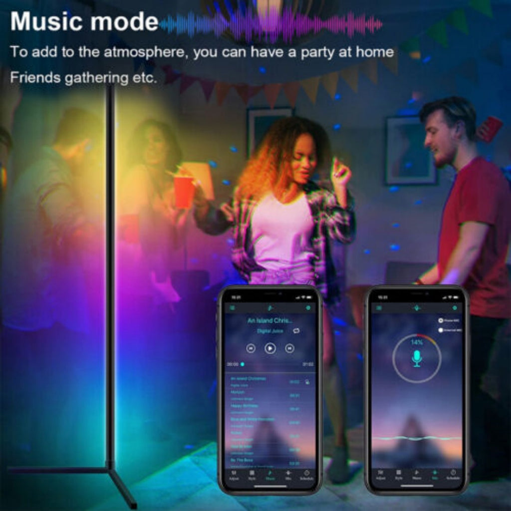 150CM RGB Floor Lamp Corner Light Stand LED Bluetooth Remote Control Streaming