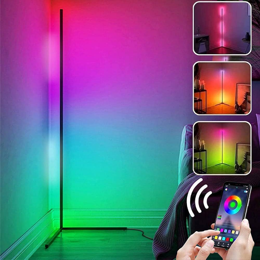10W RGB LED Corner Floor Lamp  Remote Control Modern Minimalist Standing Mood Light For Home Decor