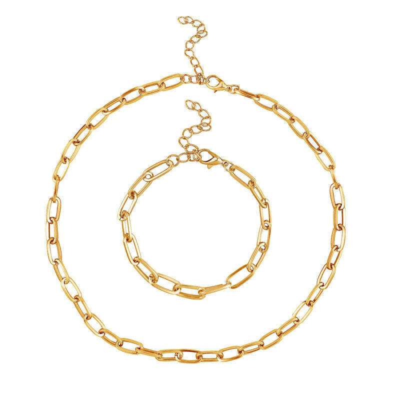14K Gold & Silver Plated Chain Necklace For Women Dainty Layered Beaded Wave Box Chain & Chunky Square Link Choker, Minimalist Trendy Jewelry Set With Matching Bracelet