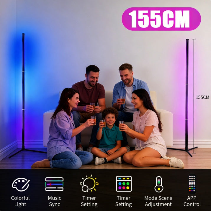 10W RGB LED Corner Floor Lamp  Remote Control Modern Minimalist Standing Mood Light For Home Decor