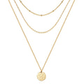 14K Hammered Coin Layered Necklace Set