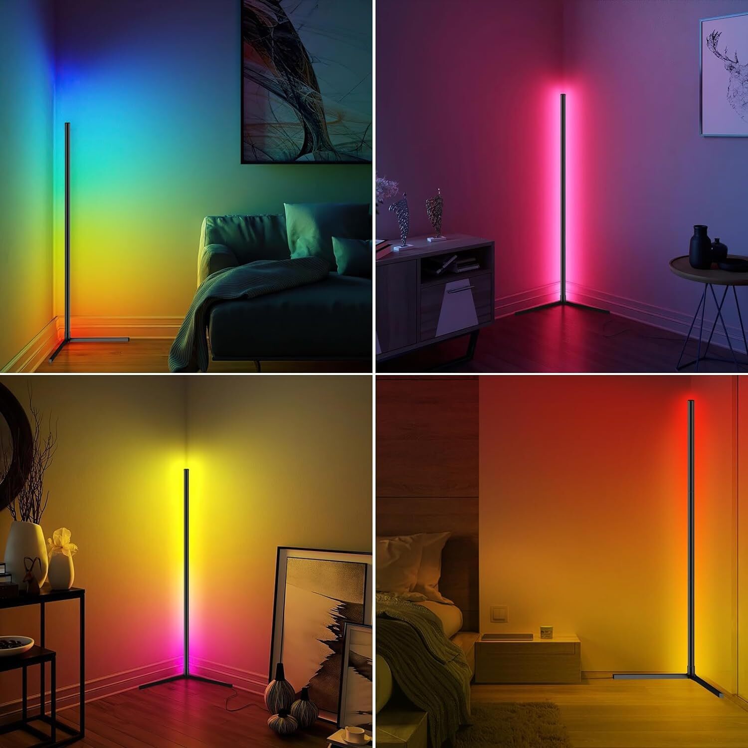 10W RGB LED Corner Floor Lamp  Remote Control Modern Minimalist Standing Mood Light For Home Decor