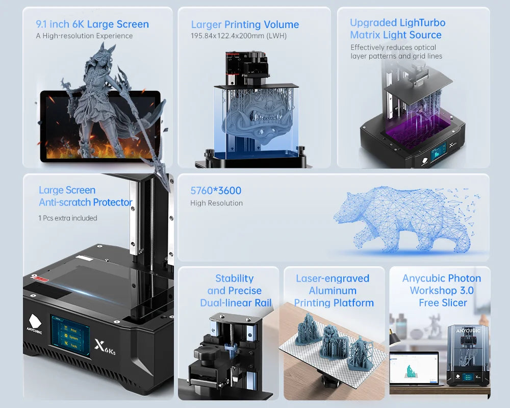 ANYCUBIC DLP SLA LCD 3D Printer High Speed 3D Resin Printer Photon Mono 4, M5s Pro, M7 Pro, M7, Photon P1&Wash Cure Machine