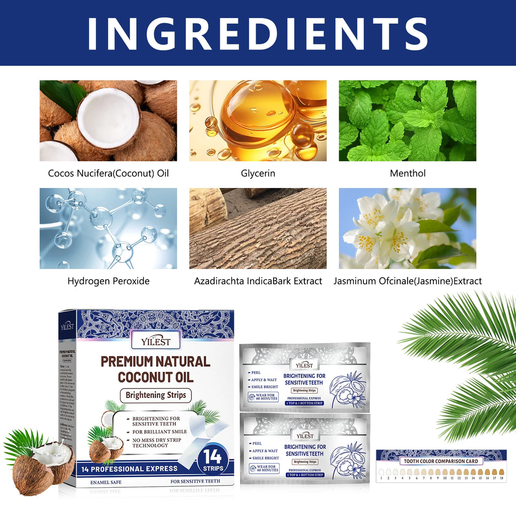 14 Strips Teeth Whitening Strips,Remove Plaque Stains Cleaning Oral Hygiene Sensitivity Relief,Fresh Breath Brighten Tooth Care
