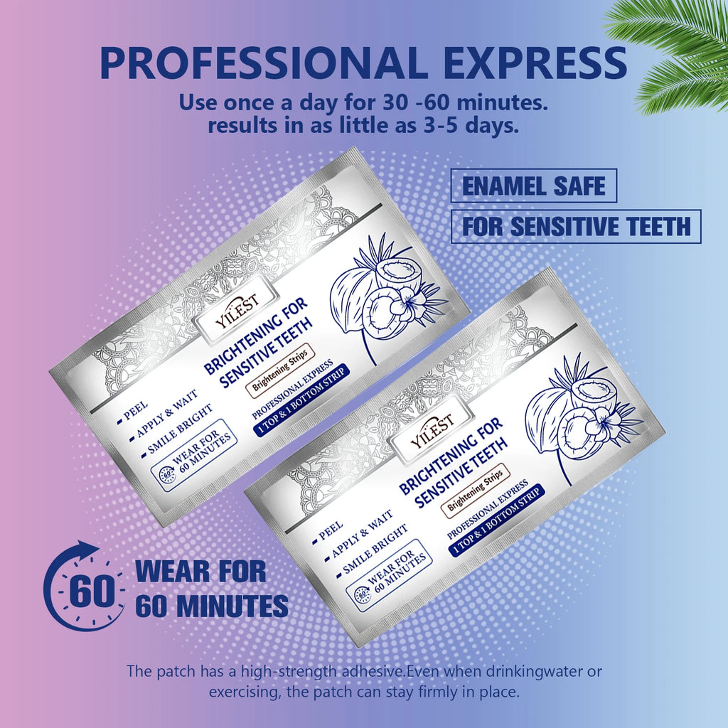 14 Strips Teeth Whitening Strips,Remove Plaque Stains Cleaning Oral Hygiene Sensitivity Relief,Fresh Breath Brighten Tooth Care