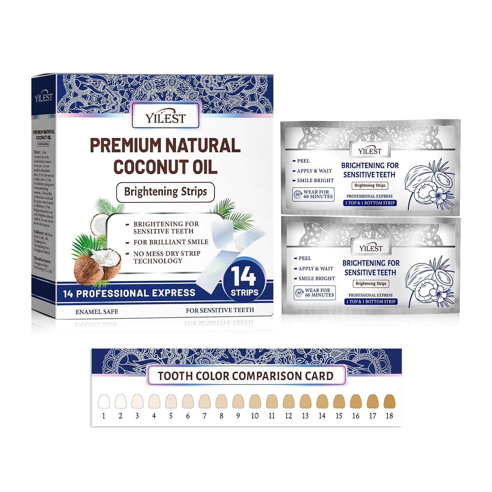 14 Strips Teeth Whitening Strips,Remove Plaque Stains Cleaning Oral Hygiene Sensitivity Relief,Fresh Breath Brighten Tooth Care