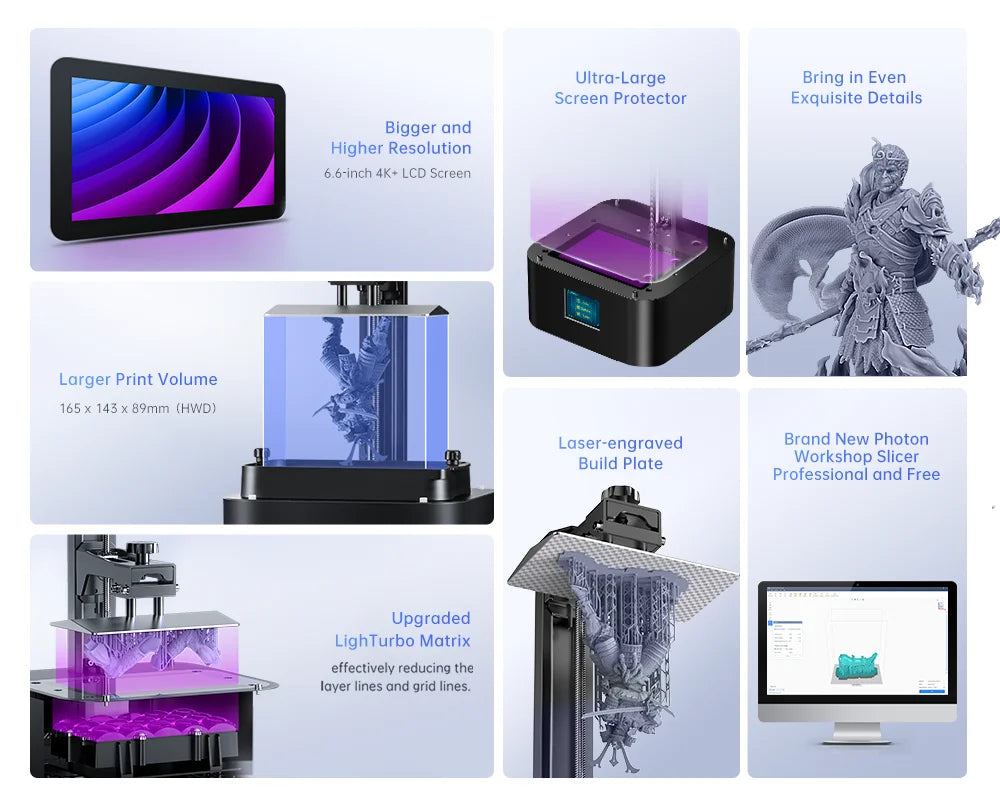 ANYCUBIC DLP SLA LCD 3D Printer High Speed 3D Resin Printer Photon Mono 4, M5s Pro, M7 Pro, M7, Photon P1&Wash Cure Machine