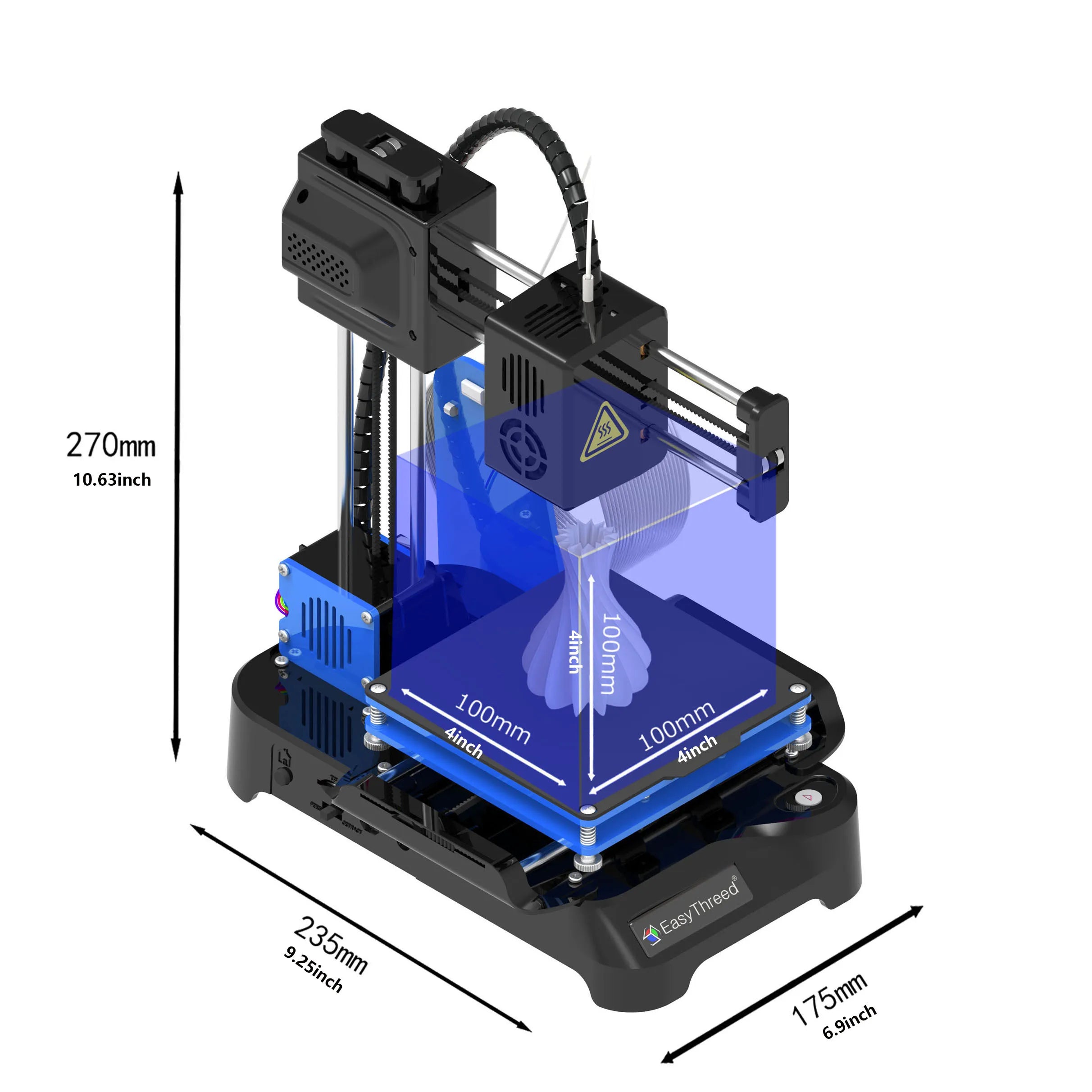 EasyThreed K7  Mini 3D Printer  Easy to Use Entry Level Toy  Gift 3D Printer FDM TPU PLA Filament 1.75mm Black