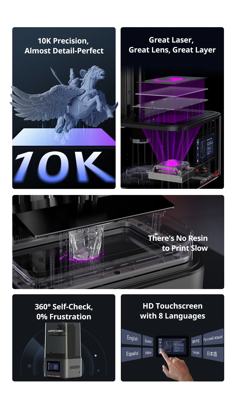 ANYCUBIC DLP SLA LCD 3D Printer High Speed 3D Resin Printer Photon Mono 4, M5s Pro, M7 Pro, M7, Photon P1&Wash Cure Machine